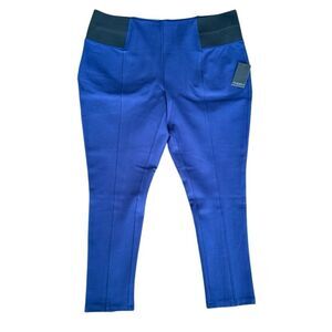 Eloquii Pants Front Seam Pull On Elastic Panel Waist 24 Blue NWT